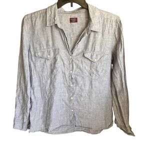 UNTUCKIT Eventide Linen Coastal Cowgirl chambray roll tab sleeve NWOT Sz 12